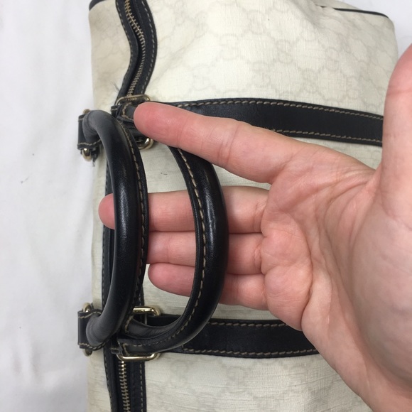 Authentic Gucci white Boston satchel bag coated canvas - Picture 4 of 16